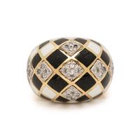 DAVID WEBB, ENAMEL AND DIAMOND 'HARLEQUIN' RING