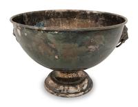 An Assembled Trio of Silverplate Footed Punch Bowls with Lionhead Handles