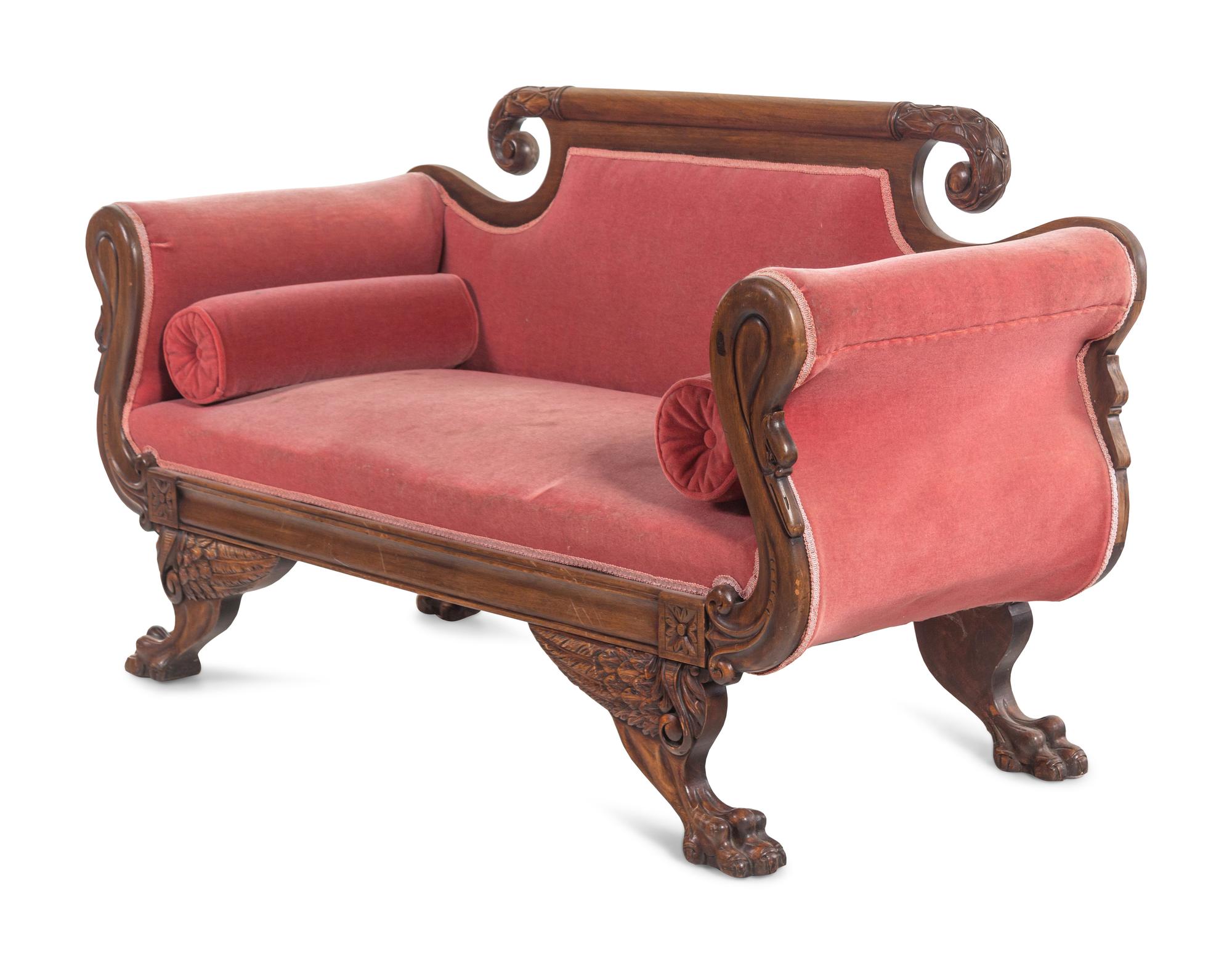 A Classical Style Carved Mahogany Sofa
