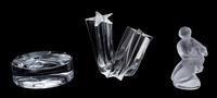 Three Contemporary Glass Articles Height of tallest 5 1/4 inches.