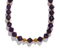 A Greek Amethyst and Gold Bead Necklace