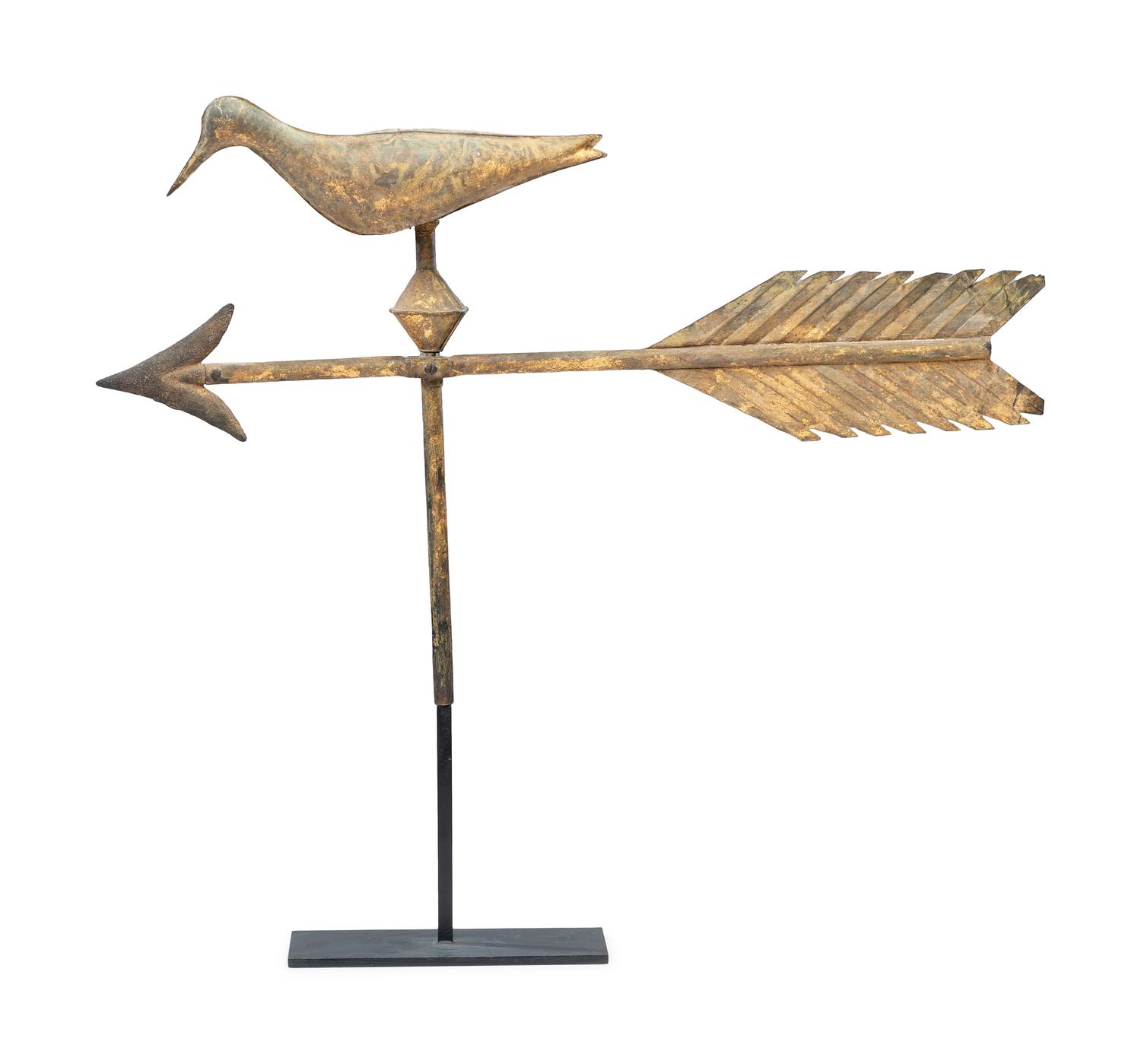 A Carved Wood, Cast Zinc and Molded Copper Shore Bird Weathervane