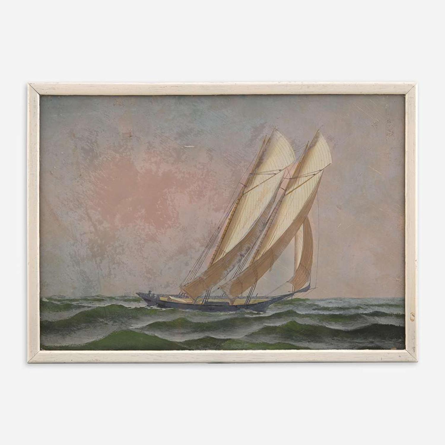 Antonio Jacobsen (American-Danish, 1850-1921) — Single Yacht Facing Right