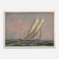 Antonio Jacobsen (American-Danish, 1850-1921) — Single Yacht Facing Right