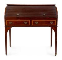 A George III Style Mahogany Cylinder Desk