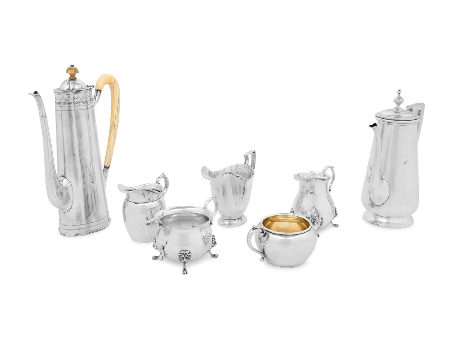 A Group of Seven American Silver Coffee Service Articles