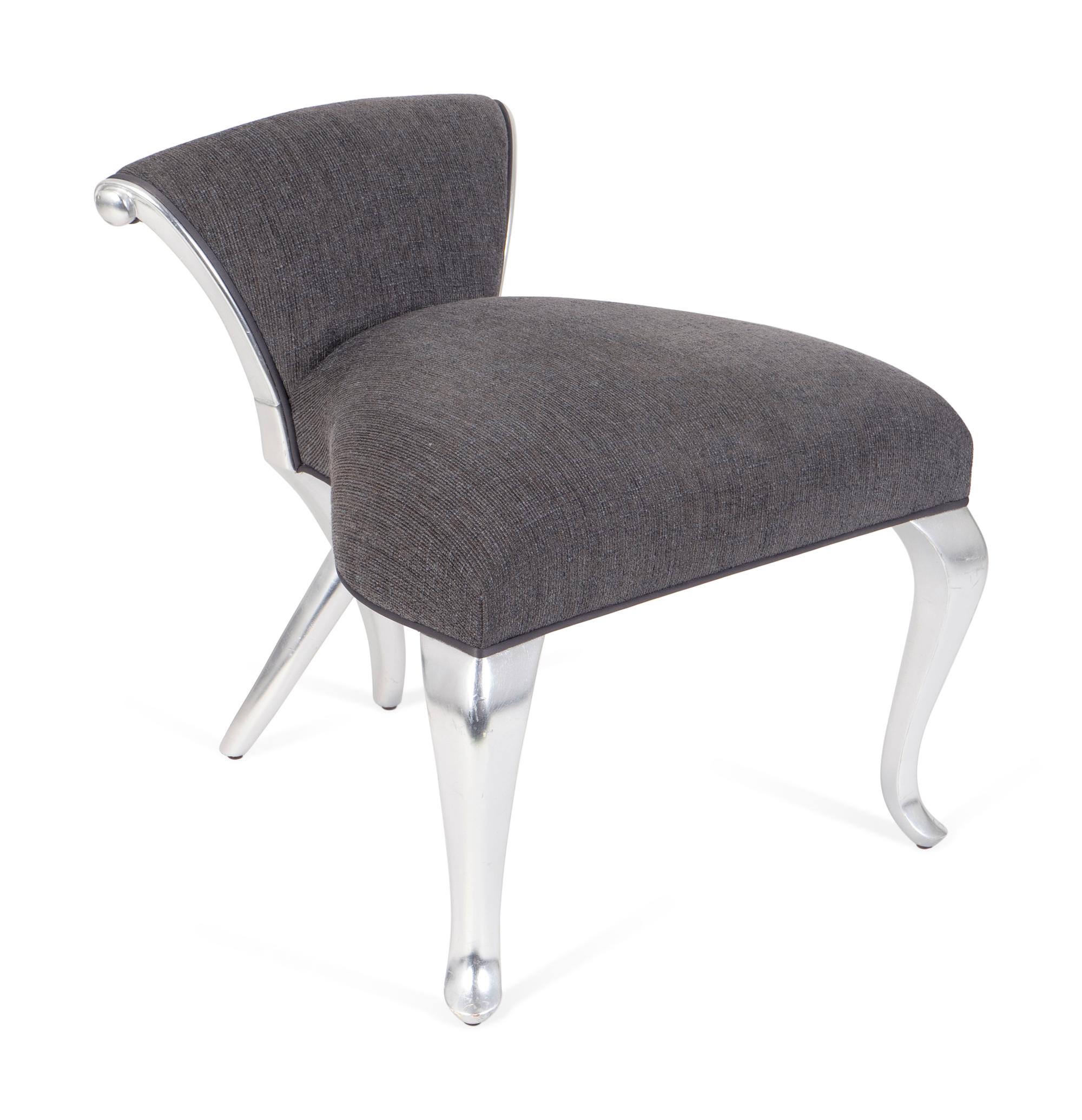 A Christopher Guy Silver Leaf Givenchy Vanity Chair — 21ST CENTURY