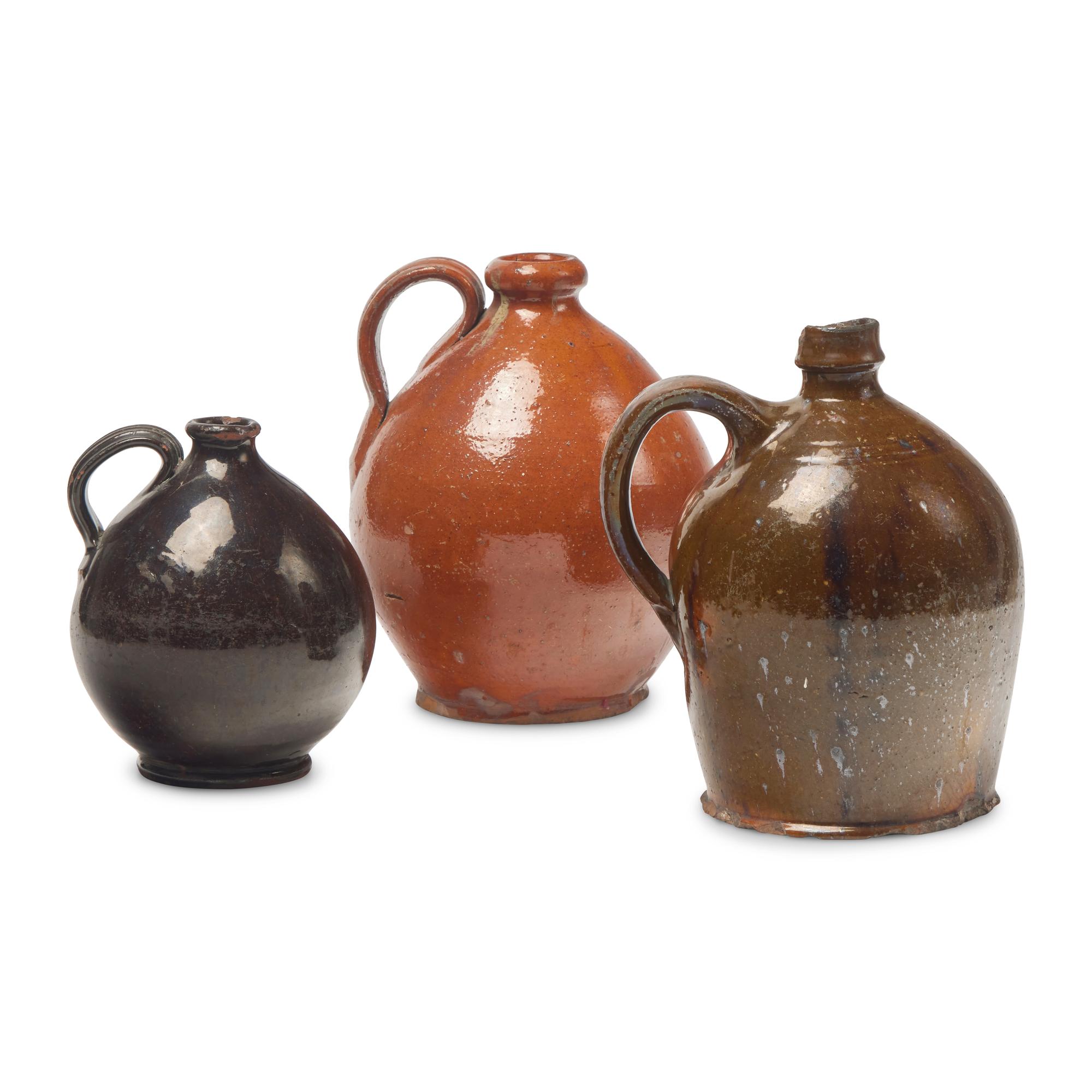 Three Glazed Redware Jugs