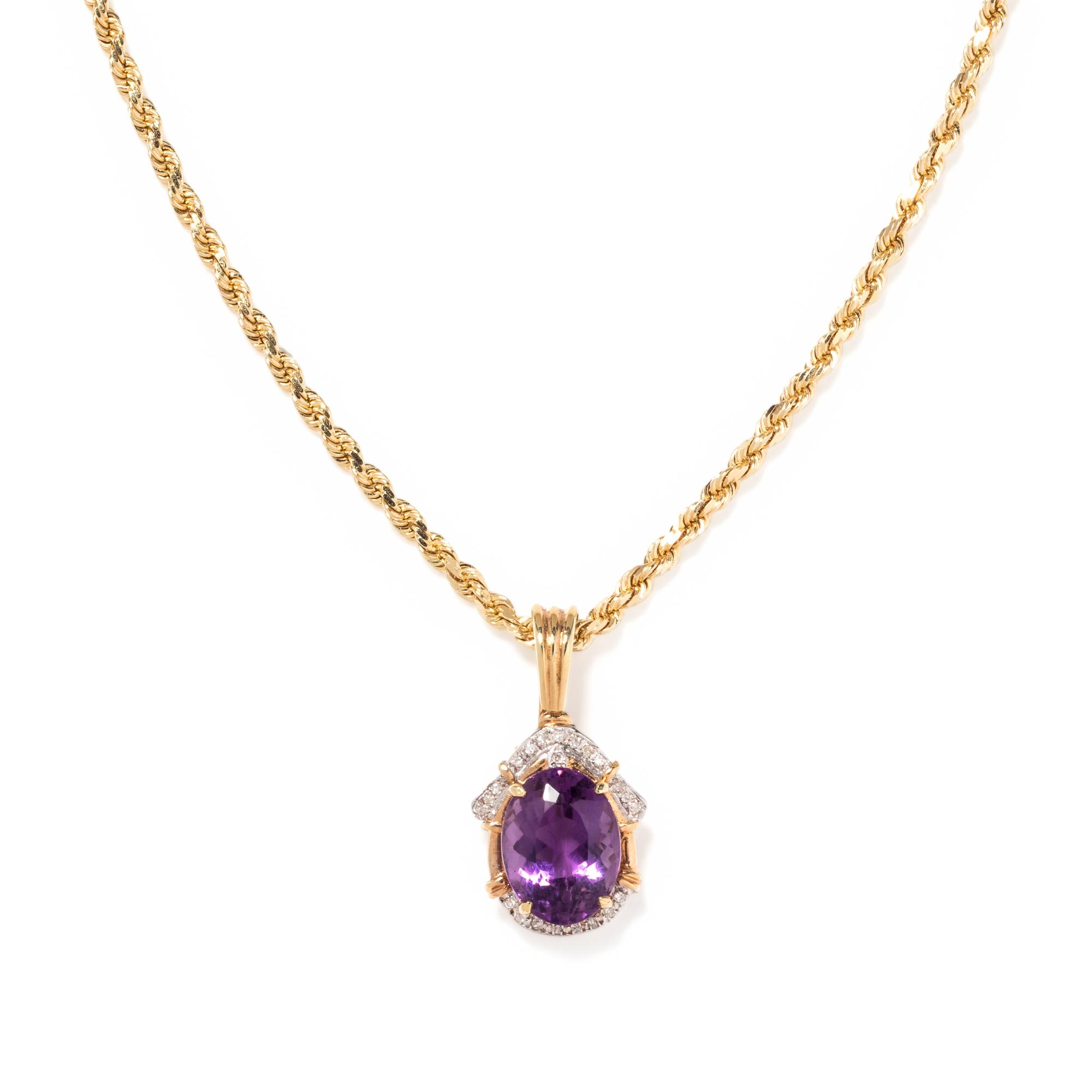AMETHYST AND DIAMOND PENDANT/NECKLACE