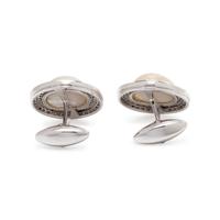 CULTURED MABE PEARL, DIAMOND AND BLACK DIAMOND CUFFLINKS