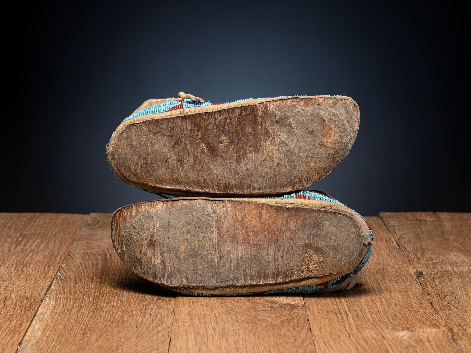 Sioux Beaded Buffalo Hide Moccasins