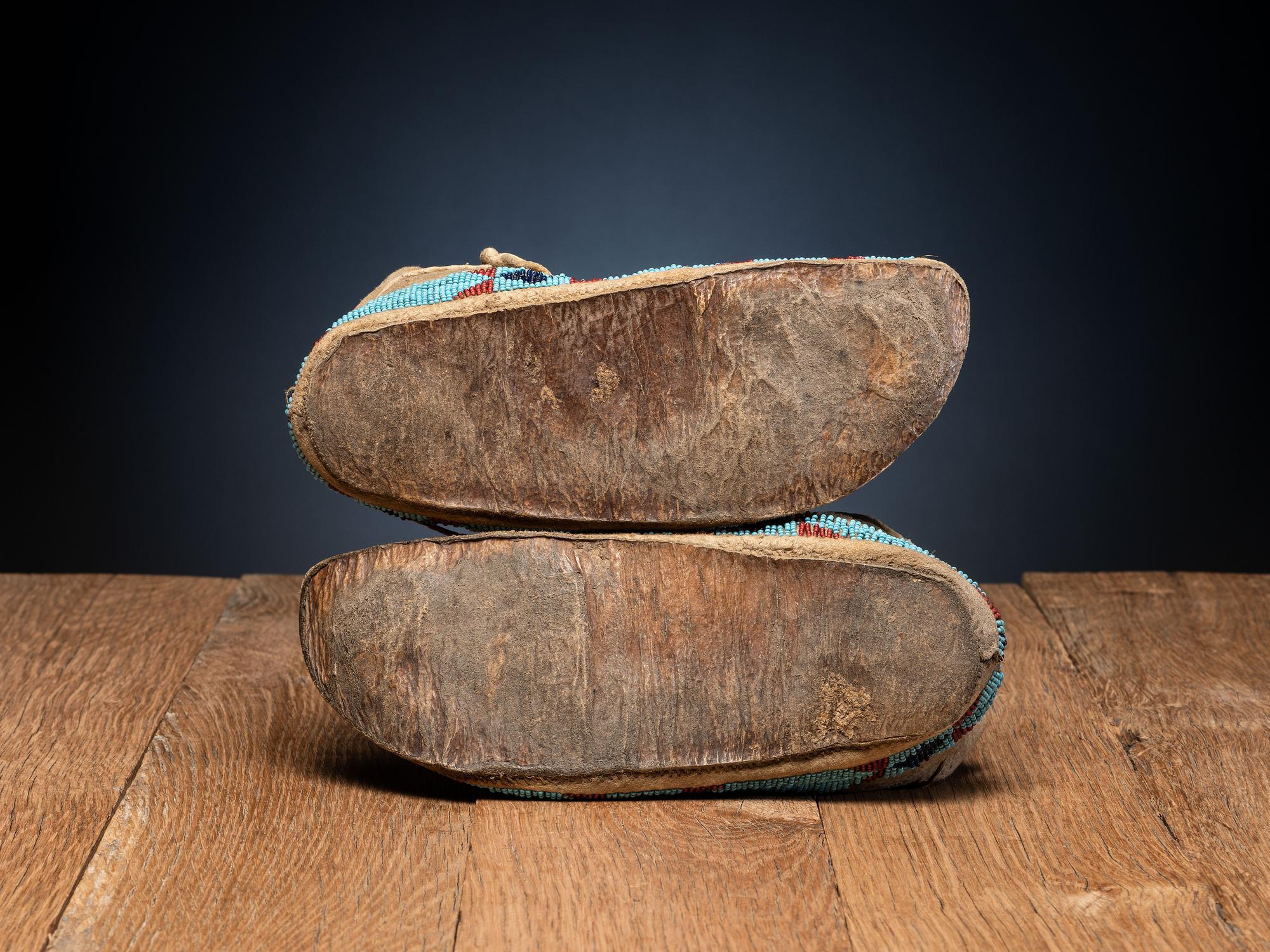 Sioux Beaded Buffalo Hide Moccasins