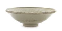 A Korean Light Celadon Glazed Porcelain Bowl Diameter 10 3/4 inches.