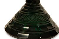 A Pair of Bristol Green Cut Glass Ship's Decanters with Silver Ring Stoppers