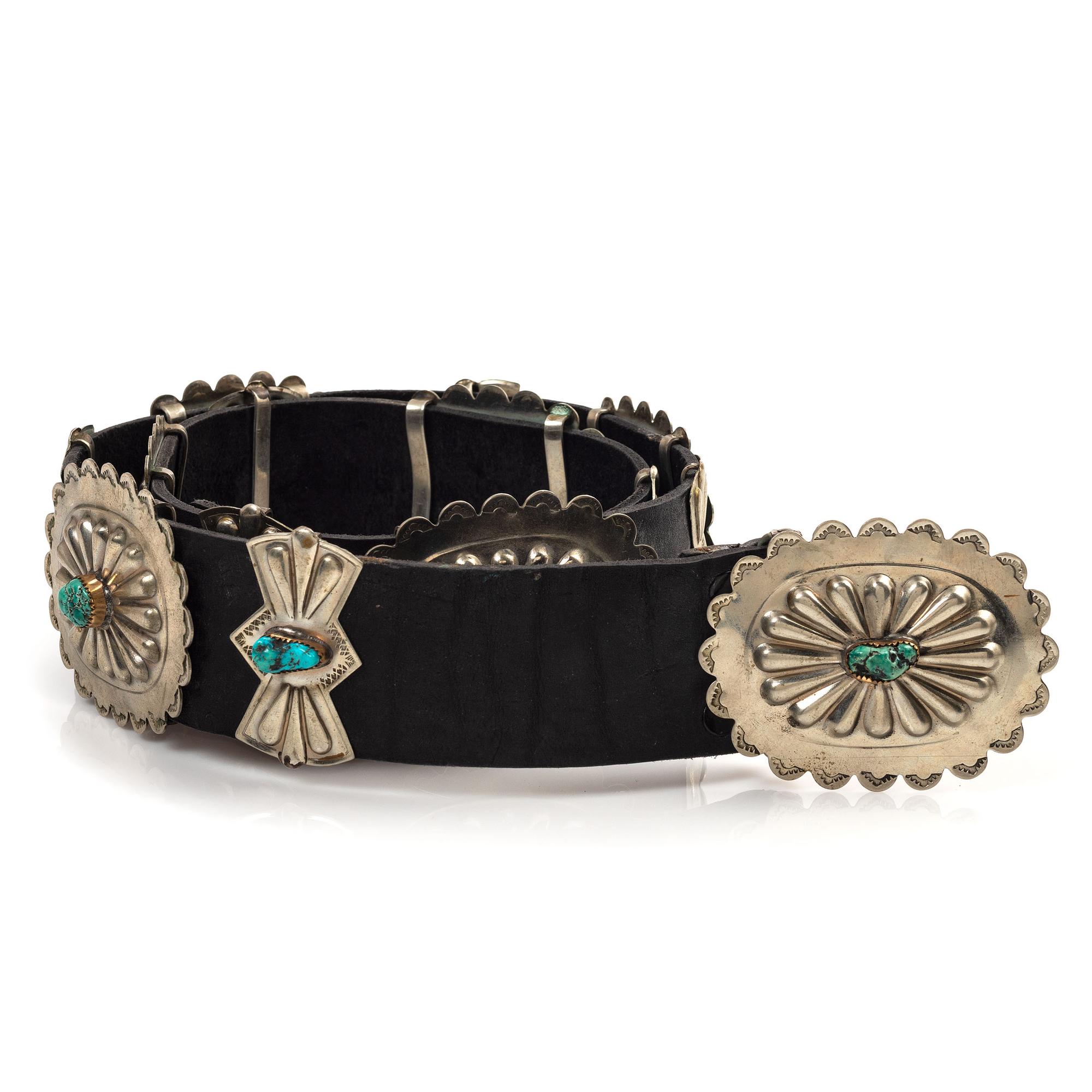 Navajo Silver and Turquoise Concha Belt