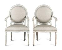 A Pair of Louis Philippe White Painted Fauteuils