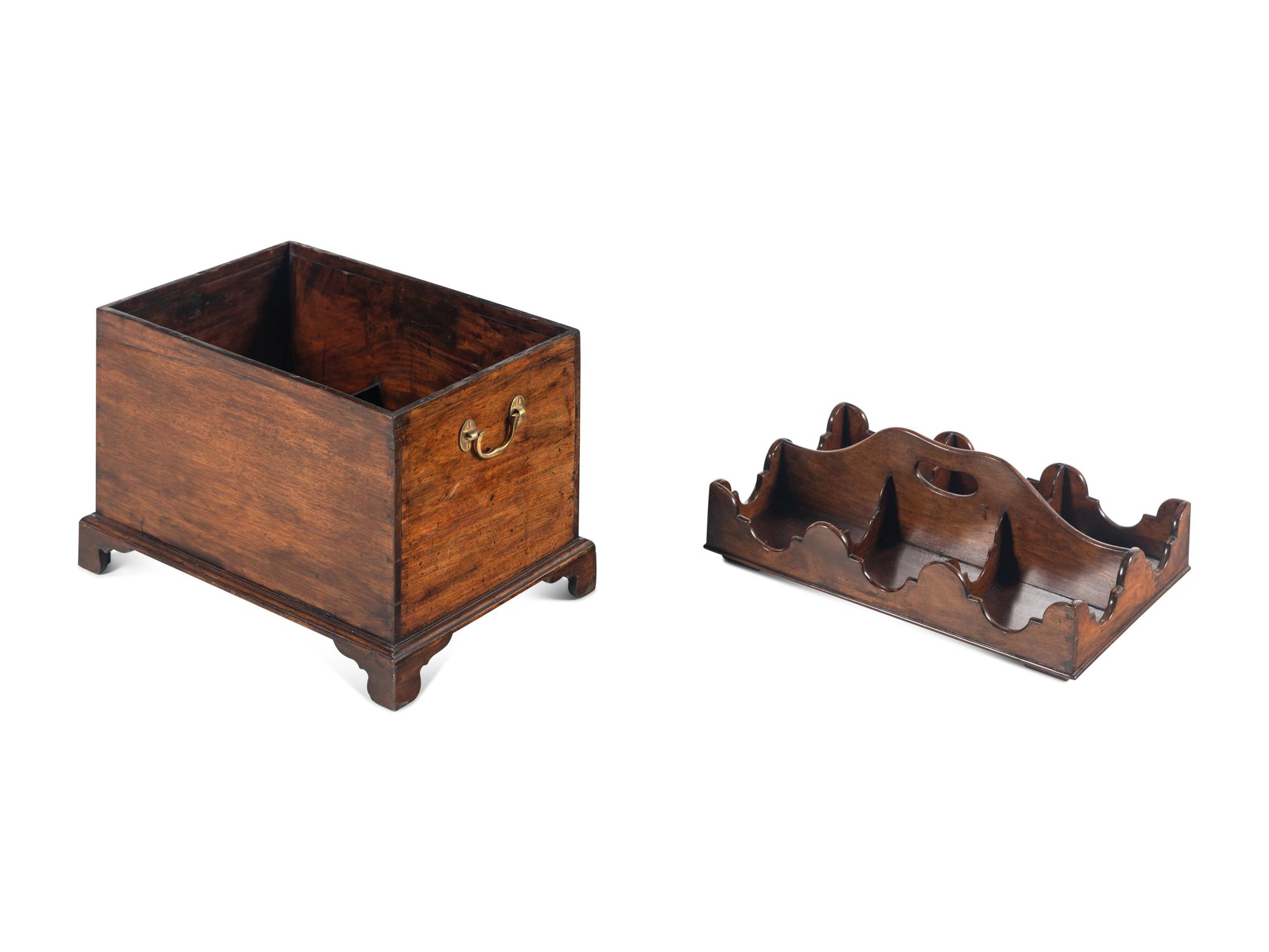 A George III Mahogany Cellarette and Bottle Caddy