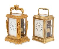 Two French Gilt-Brass Carriage Clocks
