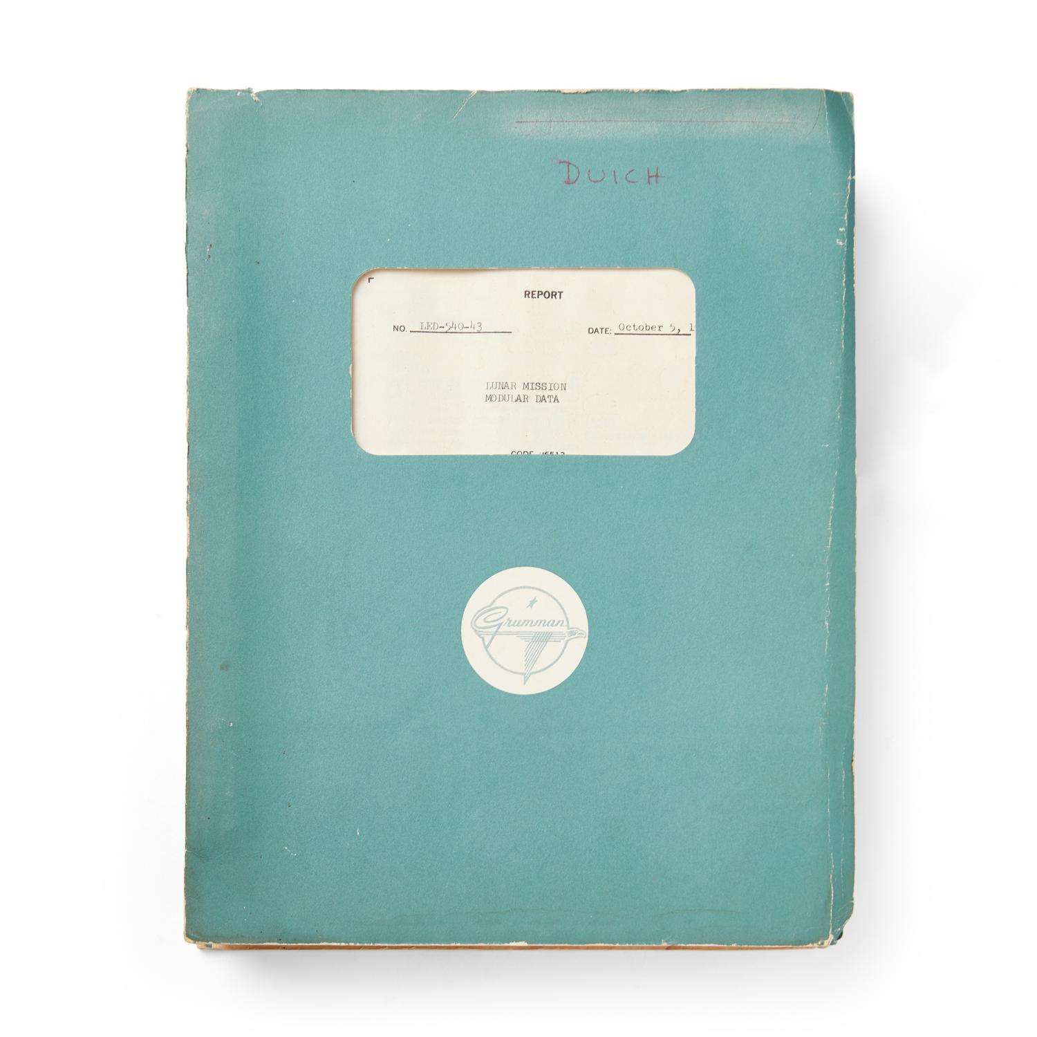 Lunar Mission Modular Data Manual [Signed: Michael Collins]