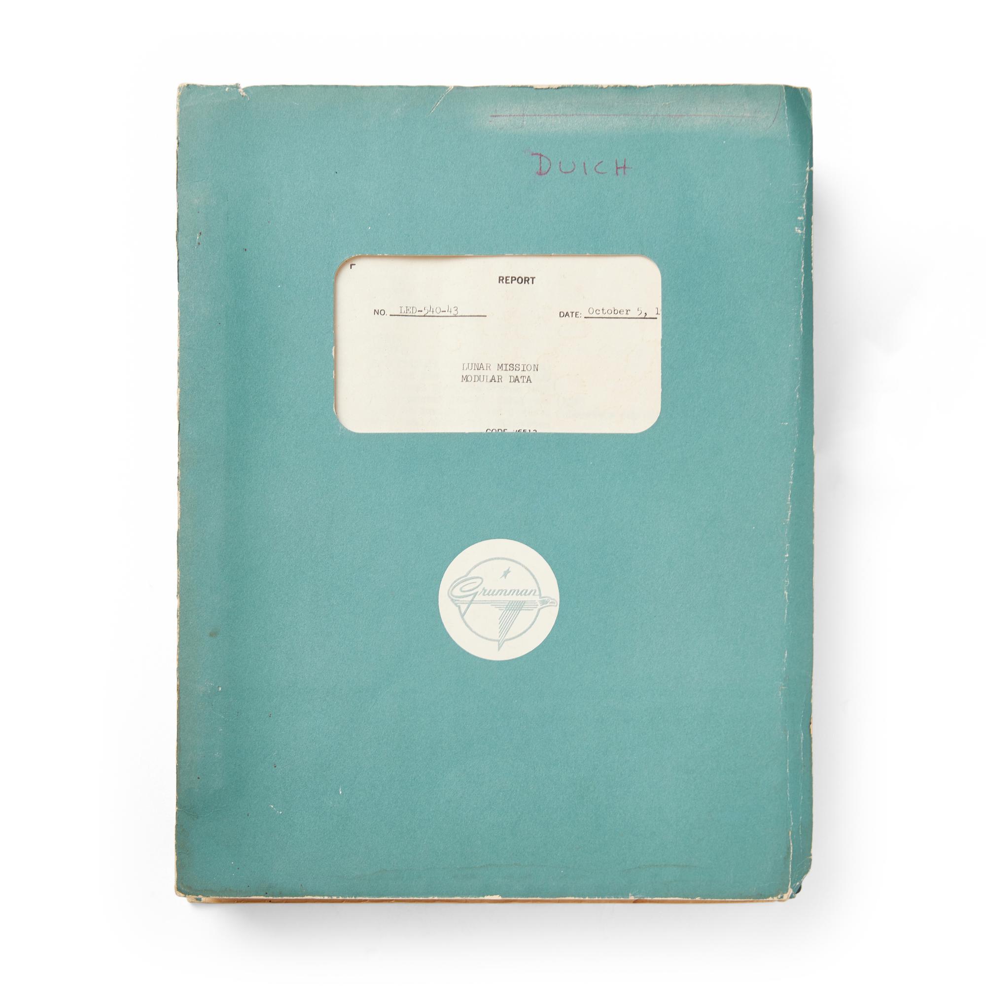Lunar Mission Modular Data Manual [Signed: Michael Collins]