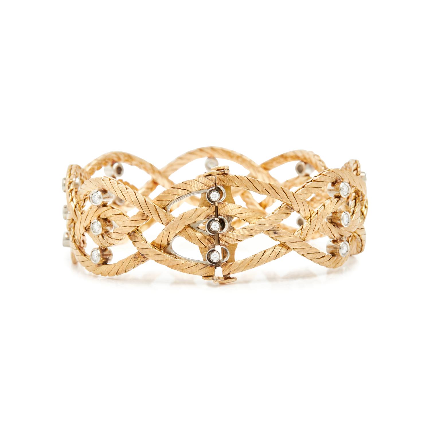 BUCCELLATI, YELLOW GOLD AND DIAMOND BRACELET