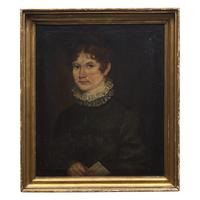 Anglo-American School 19th Century, A Portrait of a Lady with Letter