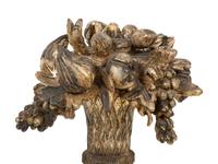 A Pair of Italian Carved Silver Giltwood Models of Fruits and Flowers