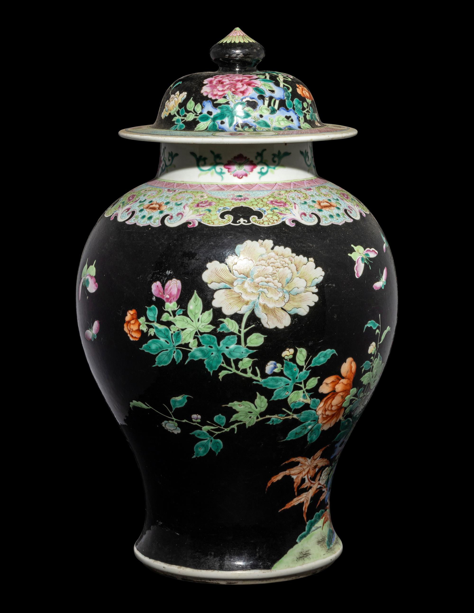 A Chinese Famille Noire Porcelain Covered Jar