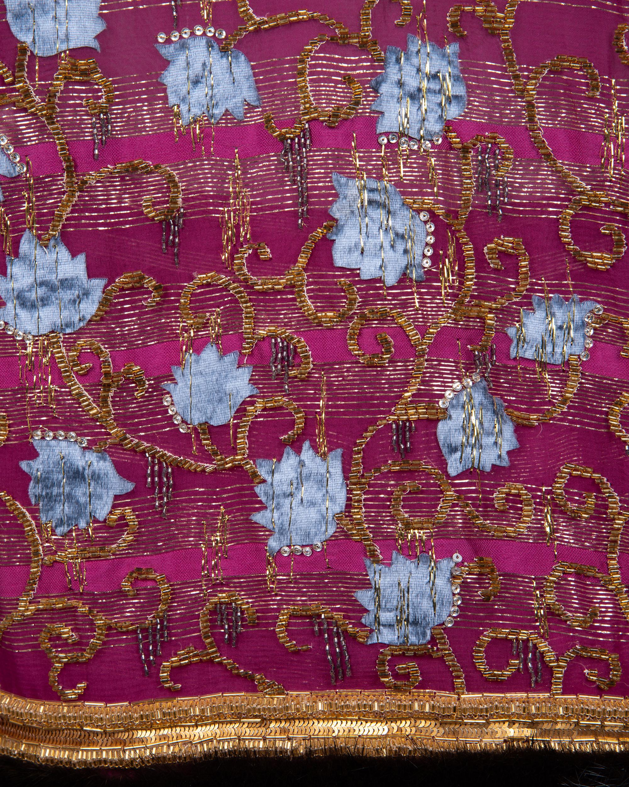 Givenchy Haute Couture Embroidered Skirt Ensemble with Fur Trim, c. 1977