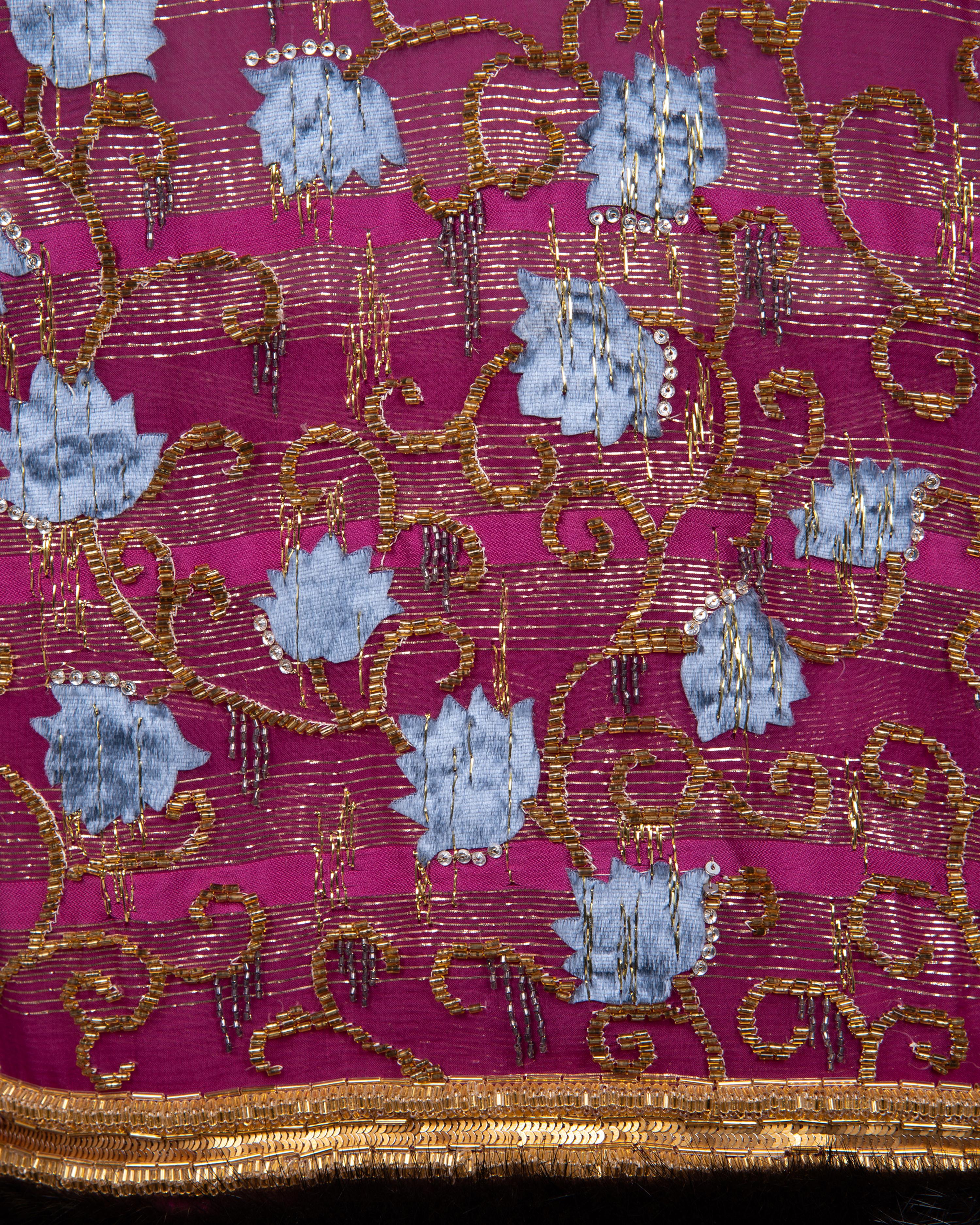 Givenchy Haute Couture Embroidered Skirt Ensemble with Fur Trim, c. 1977