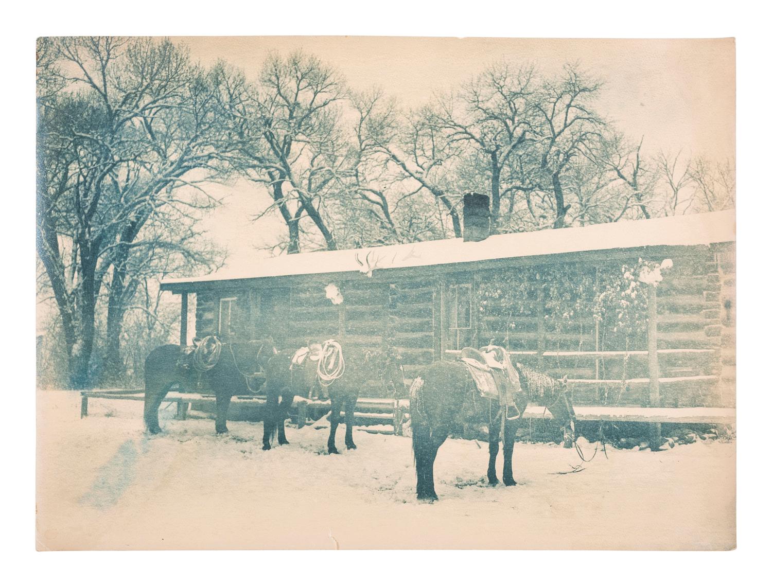[WESTERN AMERICANA]. BELDEN, Charles J. (1888-1963), photographer. A group of 5 photographs of western subjects, incl. cowboys, cattle, and a coyote. Pitchfork Ranch, WY, ca 1910s-1940s.