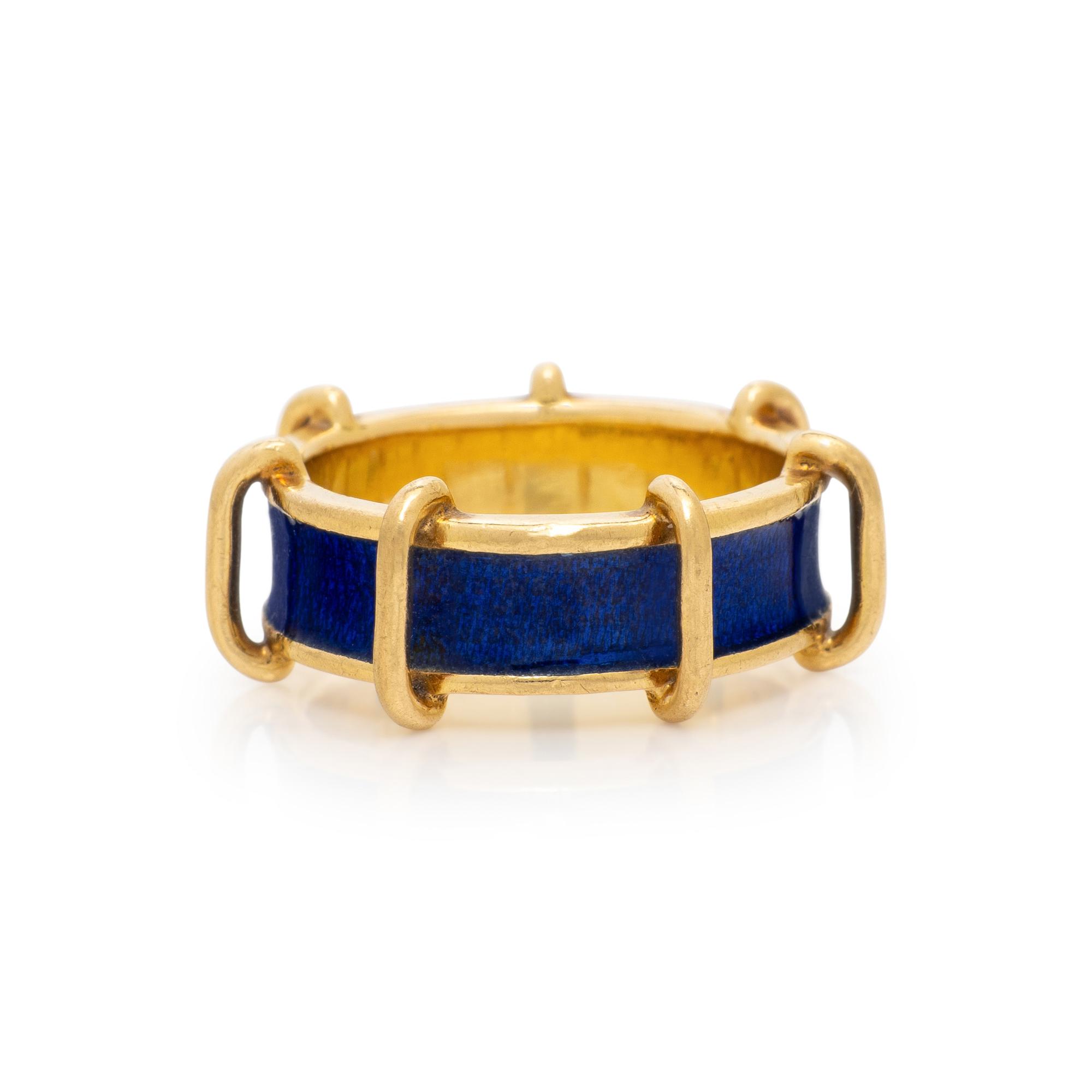 TIFFANY & CO., SCHLUMBERGER, YELLOW GOLD AND ENAMEL RING