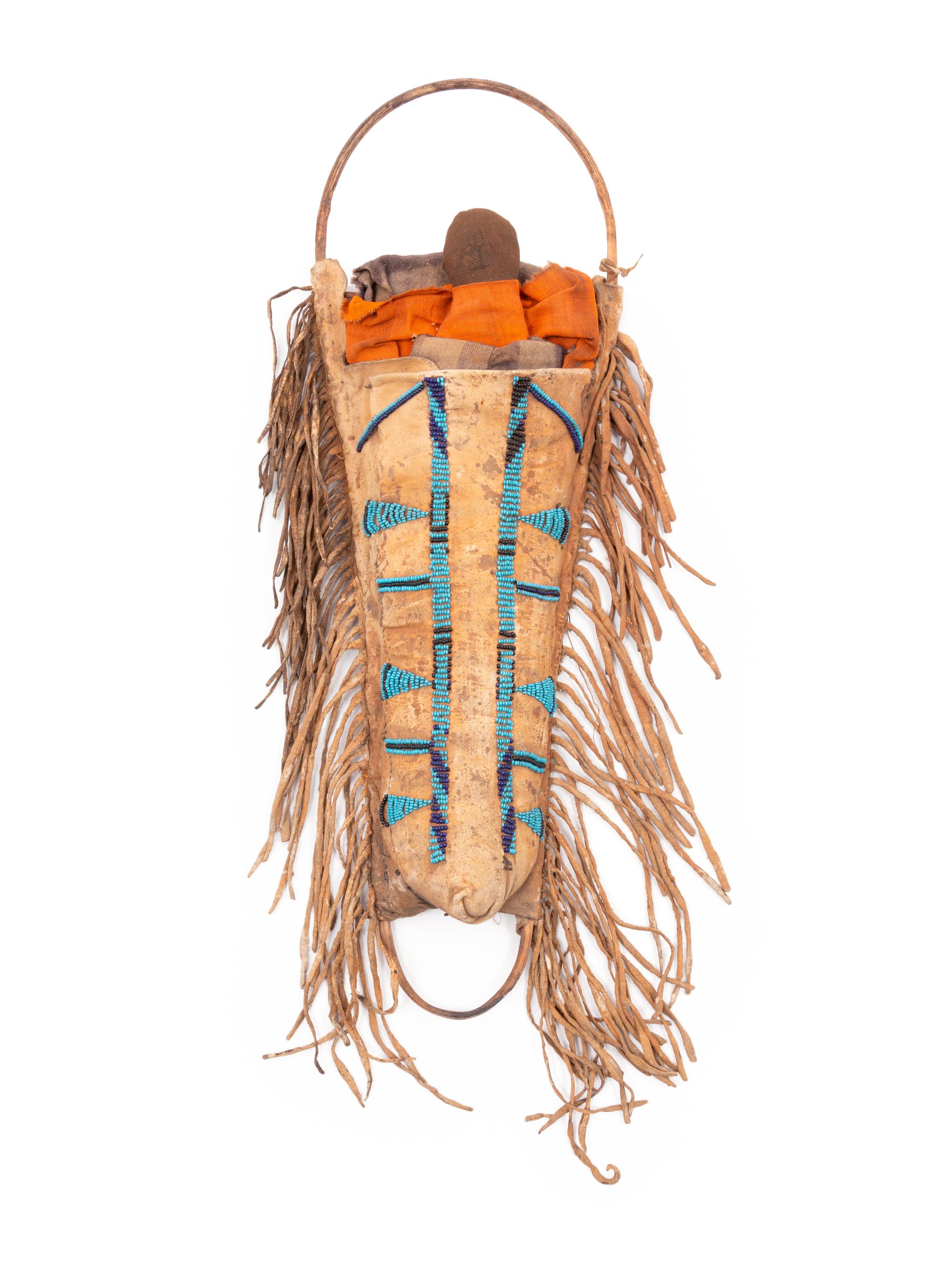 Apache Beaded Hide Doll Cradle