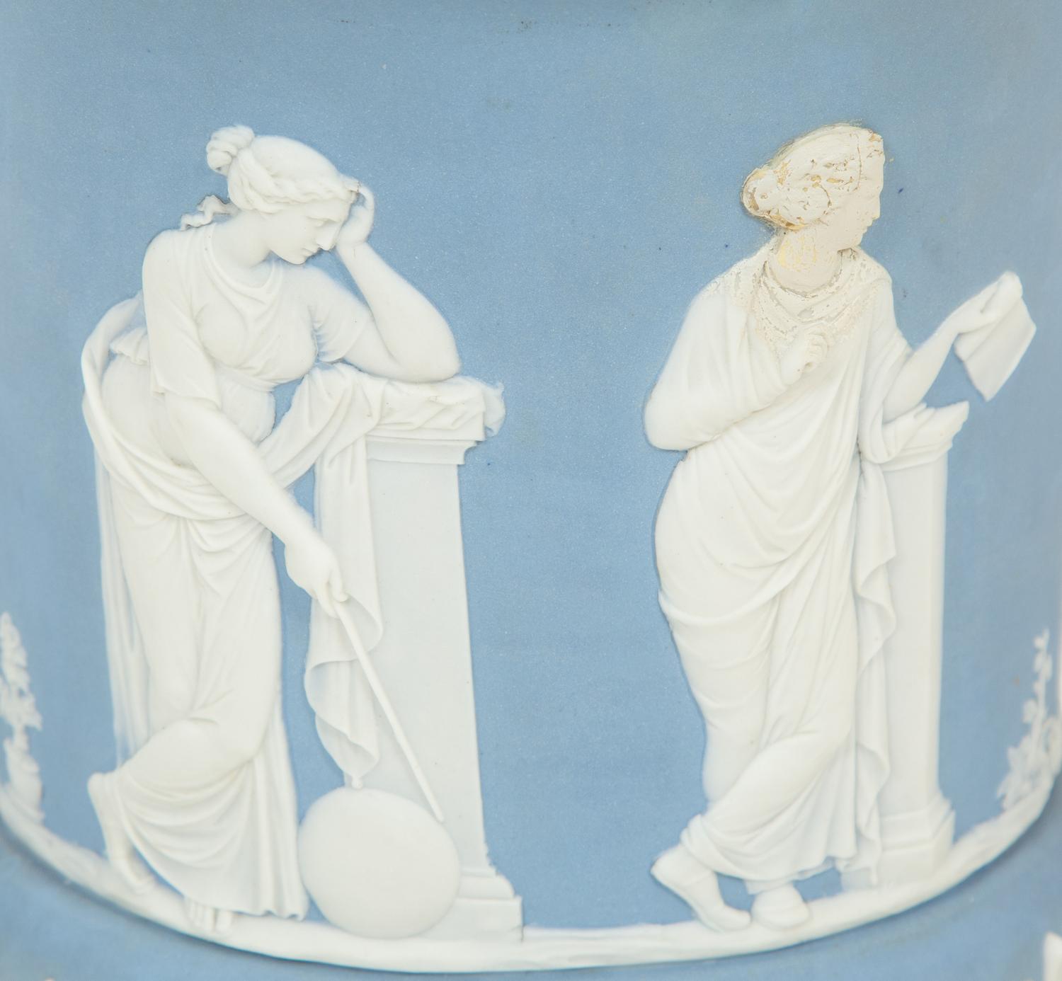 A Large Wedgwood Jasperware Bough Vase and a Wine Cooler