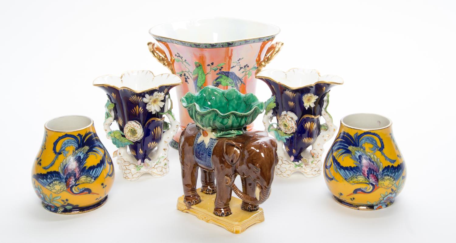 A Collection of Ceramic Vases Height of tallest 8 1/4 inches.