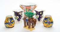 A Collection of Ceramic Vases Height of tallest 8 1/4 inches.