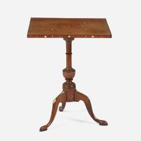A Federal or George III inlaid mahogany and fruitwood tilt-top candlestand late 18th / early 19th century