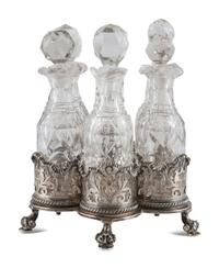 A Victorian Silver Five-Bottle Cruet Frame