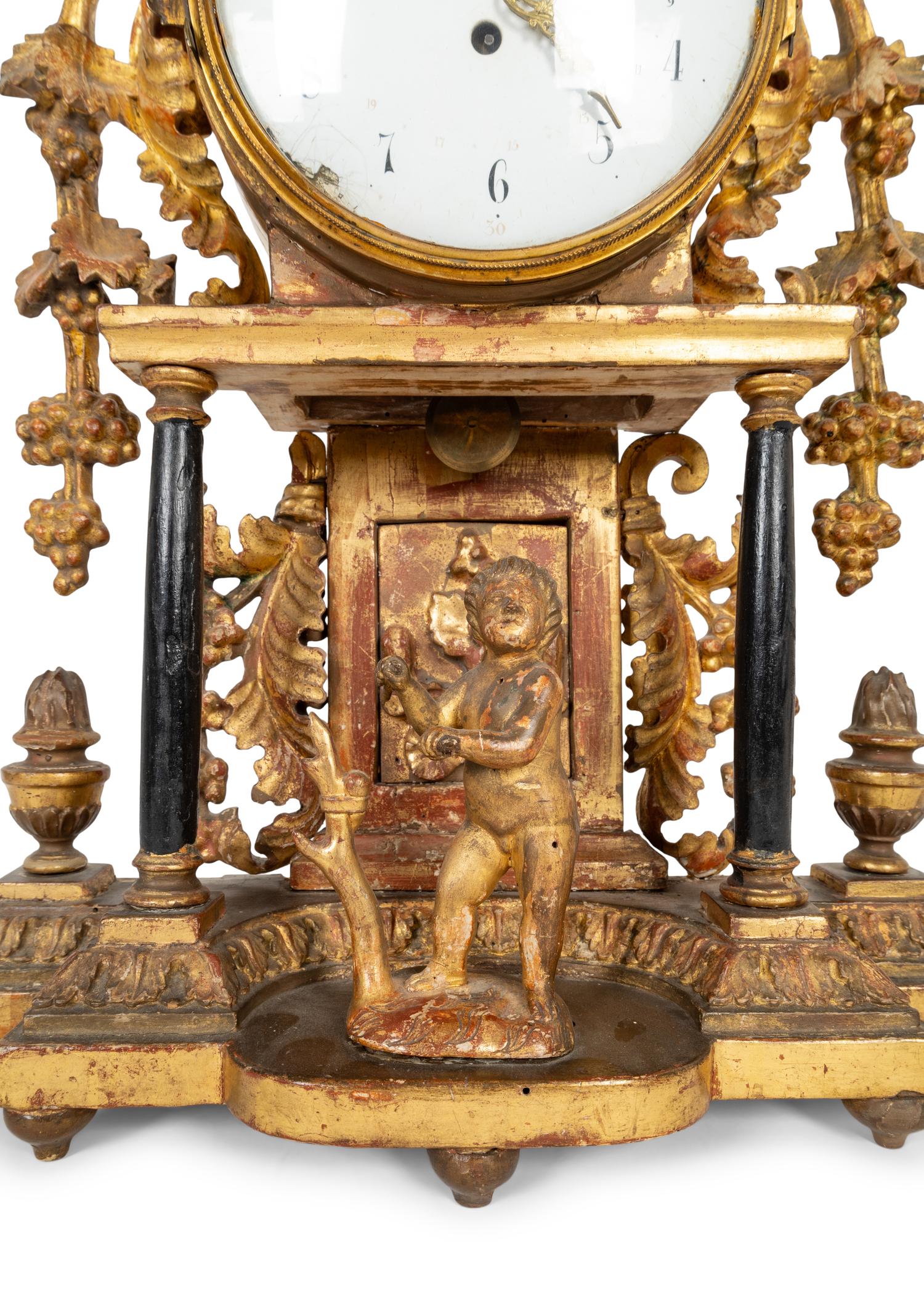 An Austrian Carved Giltwood Mantel Clock