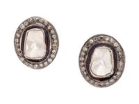 A Pair of Silver and Diamond Earrings,