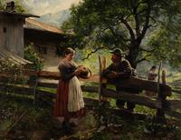 Emil Rau (German, 1858-1937) — Sunday Afternoon Flirtation