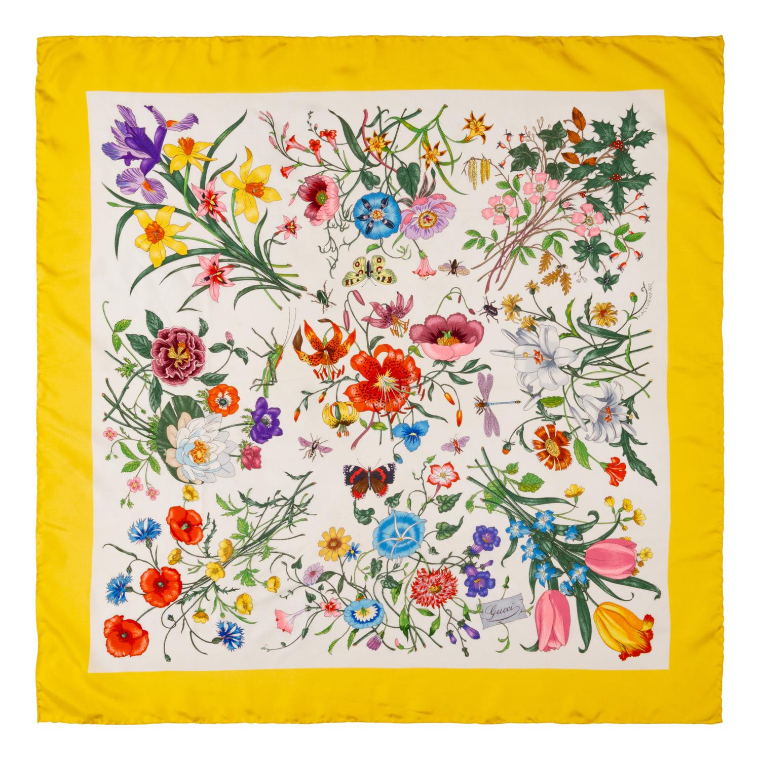 Four Designer Scarves by Christian Dior, Givenchy, Courrèges, and Gucci