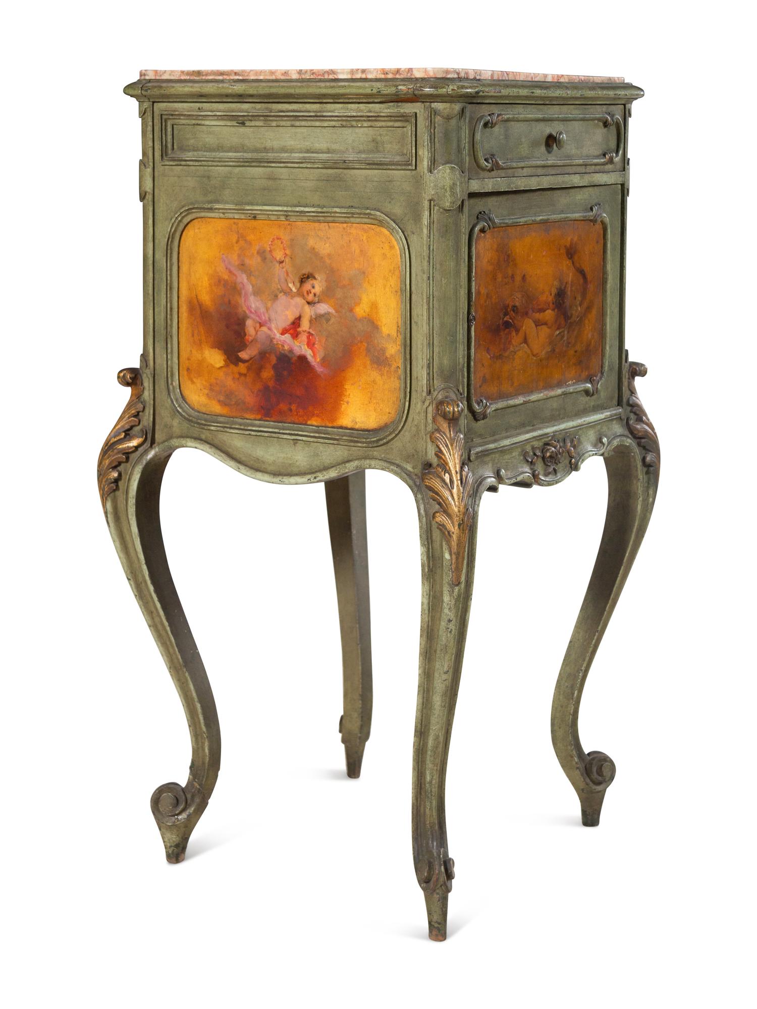 An Italian Painted Marble-Top Side Table
