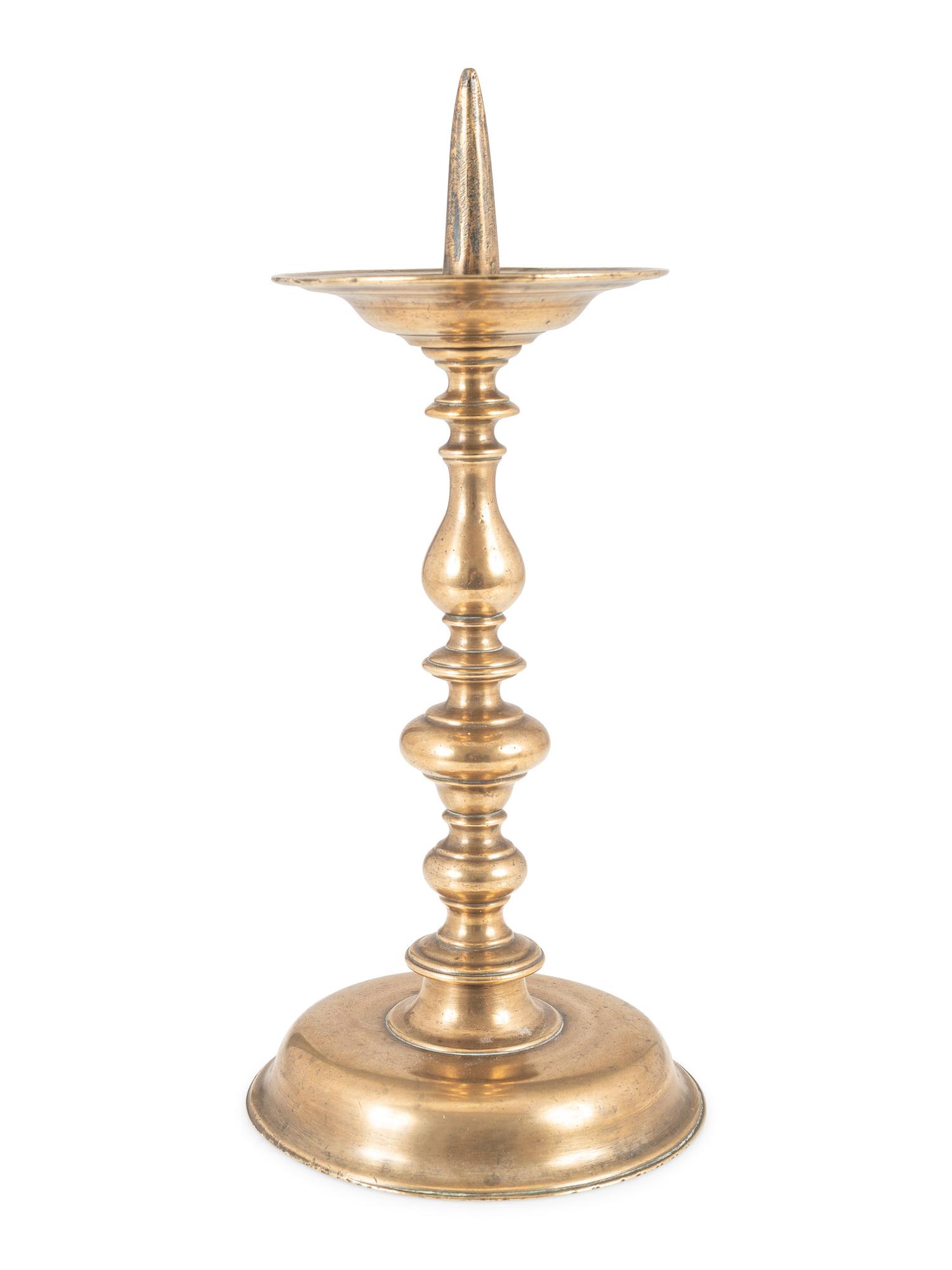 A Continental Brass Pricket Stick