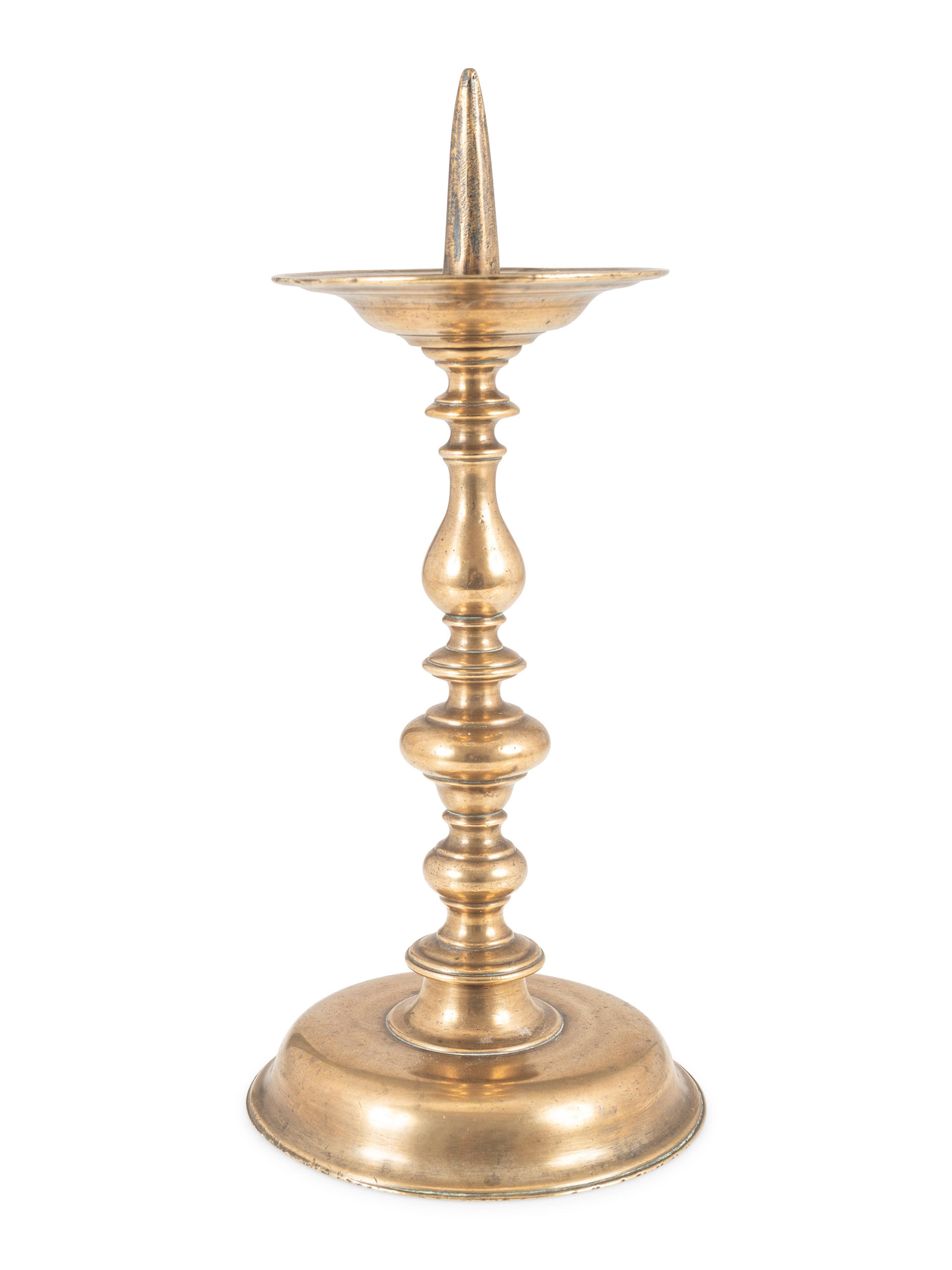 A Continental Brass Pricket Stick