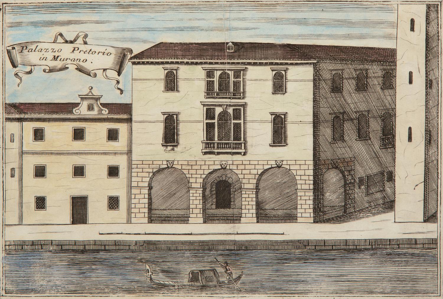 A Set of Nine Italian Hand-Colored Engravings Depicting Venetian Palaces