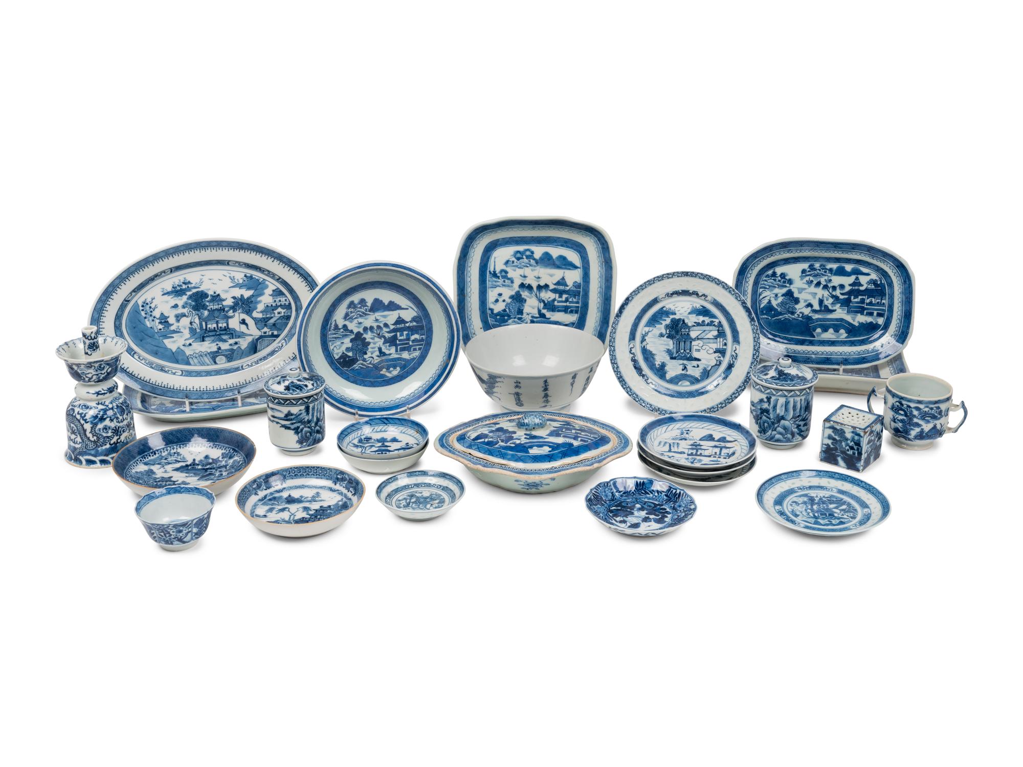 A Collection of Chinese Export Blue and White Porcelain