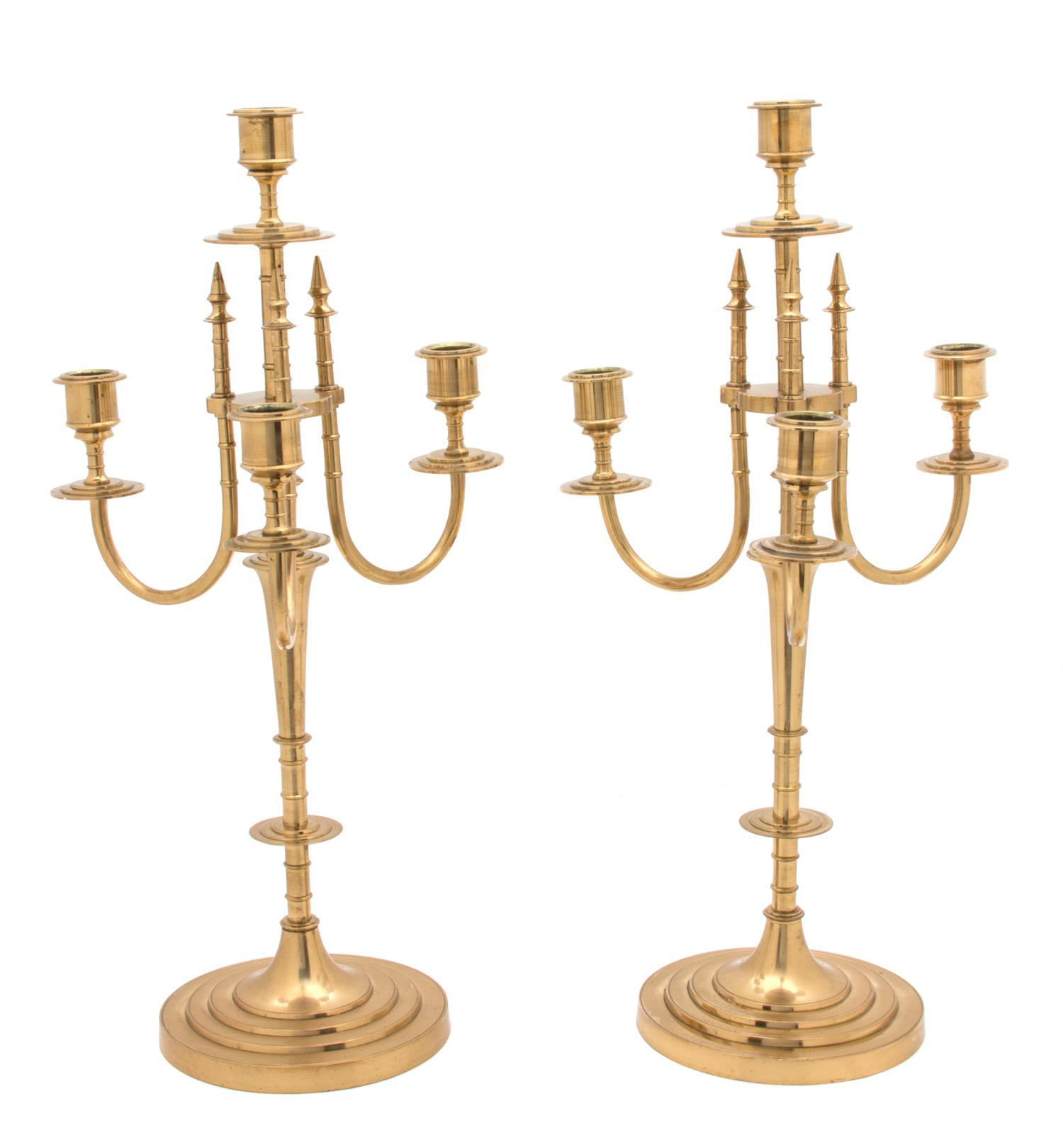 A Pair of Gilt Bronze Four-Light Candelabra Height 17 inches. — 20TH CENTURY