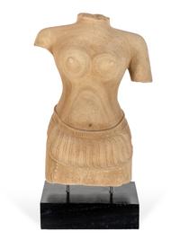 A Khmer Style Stone Torso of a Devi, Probably Uma