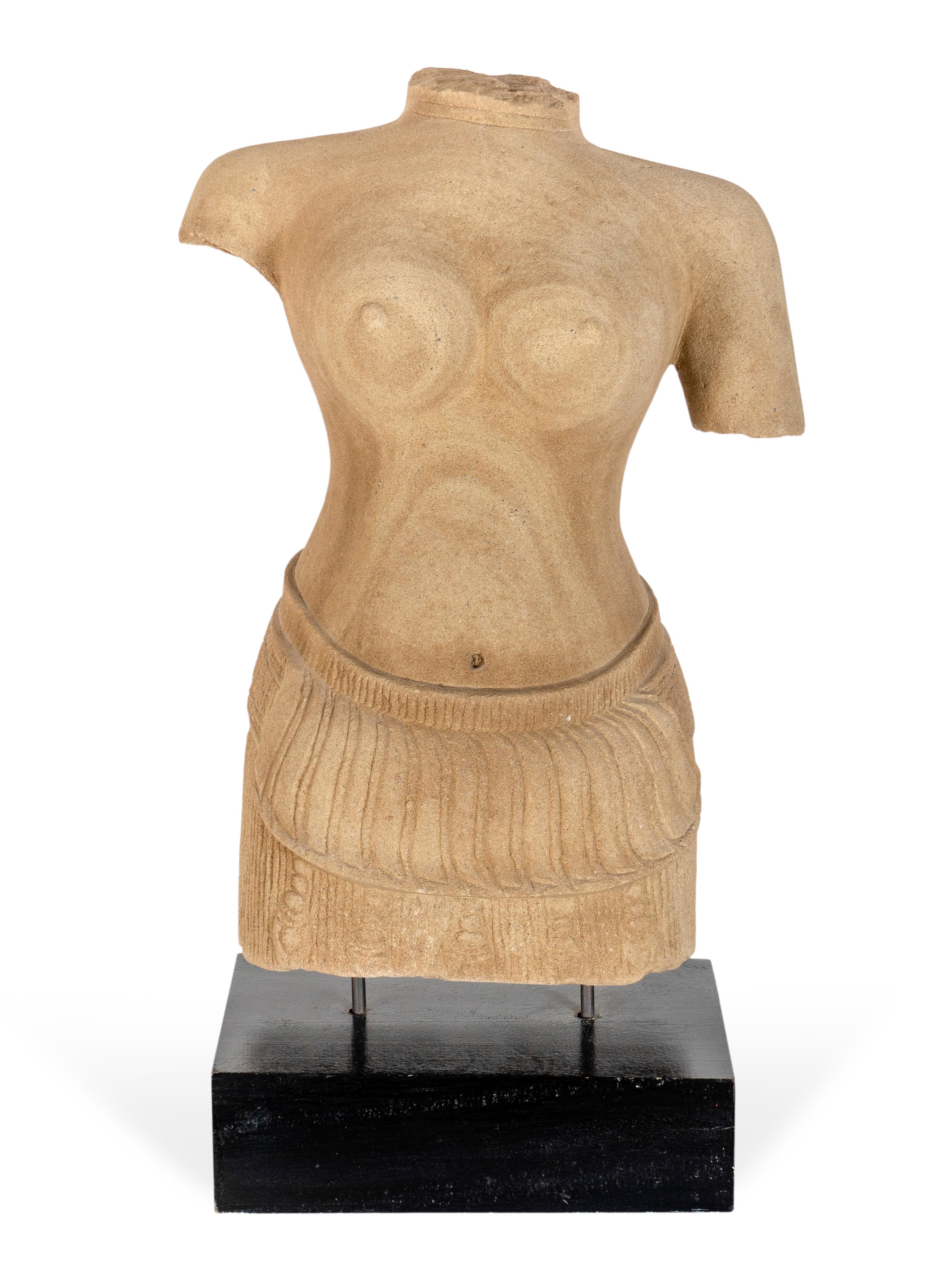 A Khmer Style Stone Torso of a Devi, Probably Uma